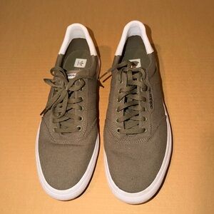 adidas Olive Canvas Low-Top Sneakers with White Trim